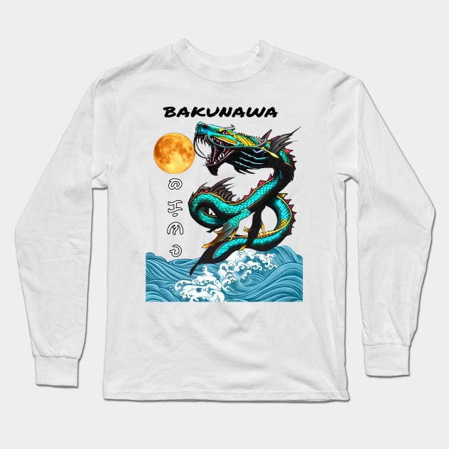 Sea Serpent Moon Eater Graphic Design Long Sleeve T-Shirt by RookTops